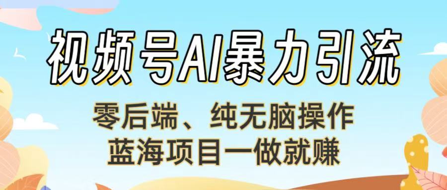 视频号AI暴力引流：零后端、纯无脑操作，蓝海项目一做就赚！【下面那个链接失效了】-盈途副业网