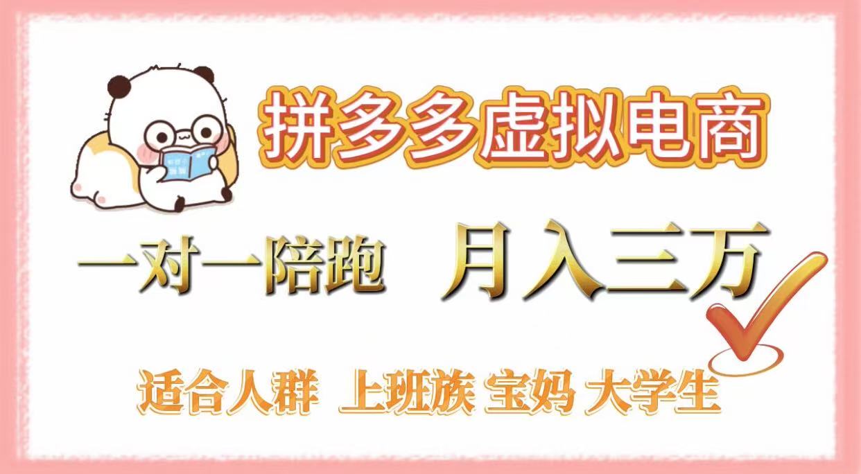 拼多多虚拟电商，一对一陪跑，月入3万，0囤货，轻资产，不发货-盈途副业网
