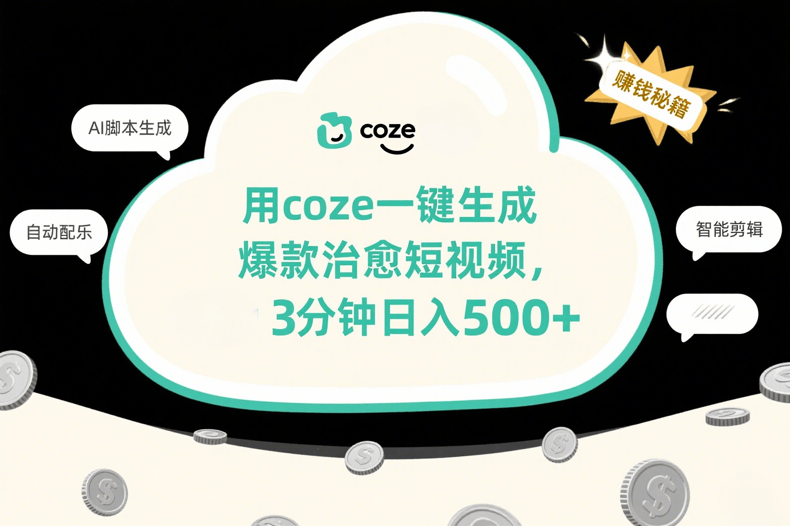 用coze一键生成爆款治愈短视频，3分钟日入500+-盈途副业网