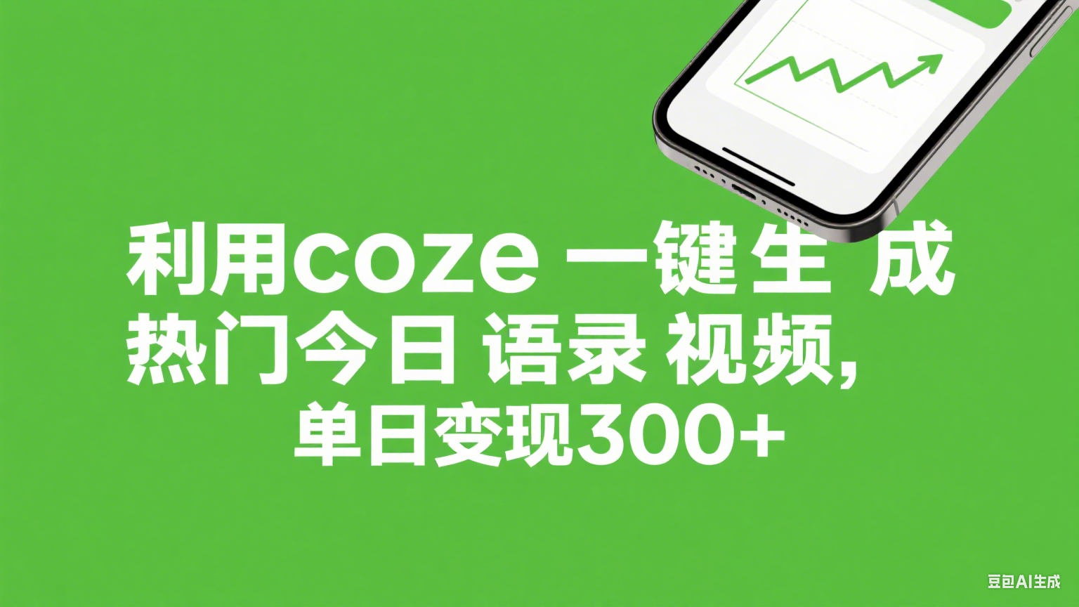 利用coze一键生成热门今日语录视频，单日变现300+-盈途副业网