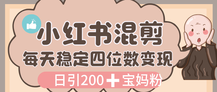 价值 3980 的小红书混剪， 虚拟变现，日引 200+宝妈创业粉，每天稳定四位数变现-盈途副业网