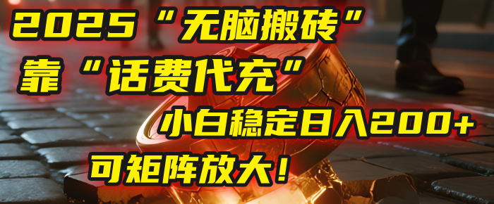 无脑搬砖项目：靠“话费代充”，小白稳定日入200+，可矩阵放大！-盈途副业网