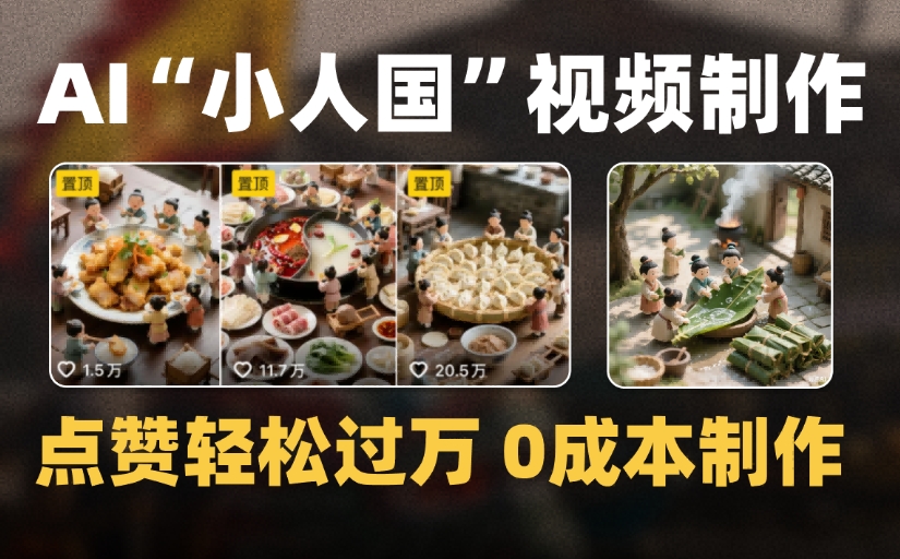 爆款1000W+微缩景观迷你小人国AI视频，0成本制作全流程教学-盈途副业网