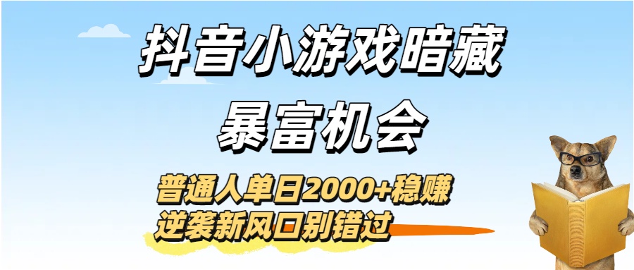 抖音小游戏暗藏暴富机会！普通人单日2000+稳赚，逆袭新风口别错过-盈途副业网