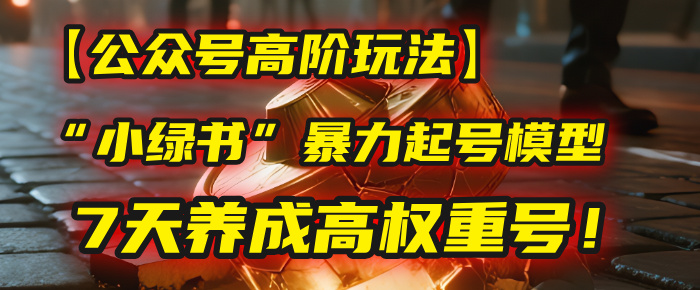 【公众号高阶玩法】我用这套“小绿书”暴力起号模型，7天养成高权重号！-盈途副业网