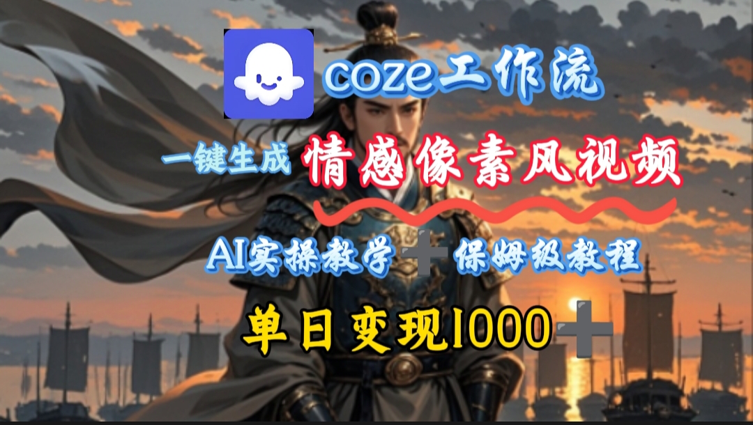 用coze工作流一键生成情感像素风视频，几分钟一条，单日变现500+-盈途副业网