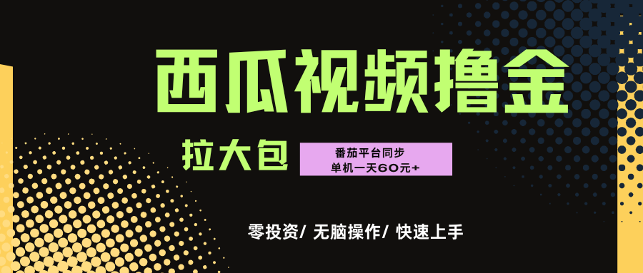 西瓜，番茄，撸金项目，单机一天轻松60元+，可无线放大化去做，零投资-盈途副业网