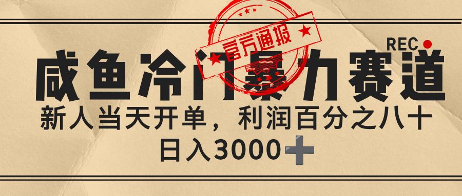 闲鱼，冷门暴力赛道，一单 80%利润，新人轻松日入 3000+-盈途副业网