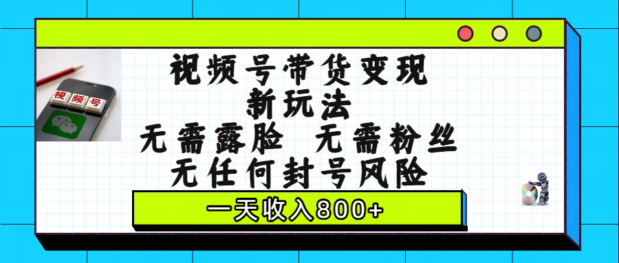 视频号带货变现新玩法，无需露脸，无需粉丝，无任何封号风险，一天收入800+-盈途副业网