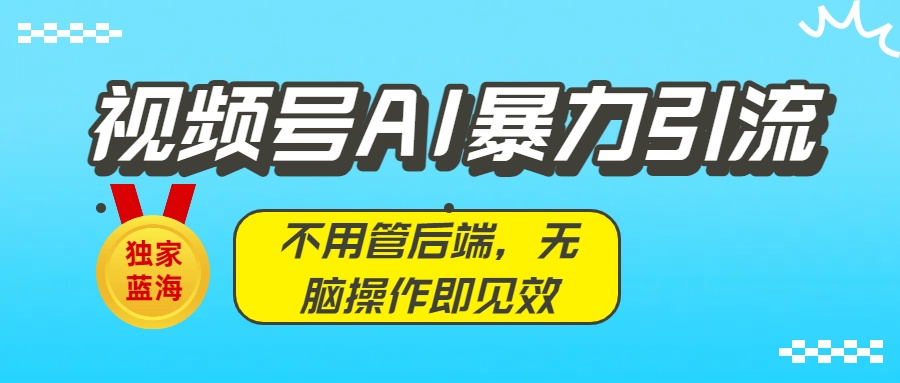 独家蓝海！视频号AI暴力引流：不用管后端，无脑操作即见效-盈途副业网