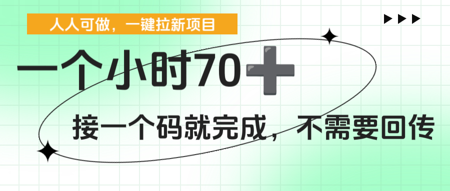 一个小时70+，一键拉新项目，接一个码就完成，不需要回传-盈途副业网