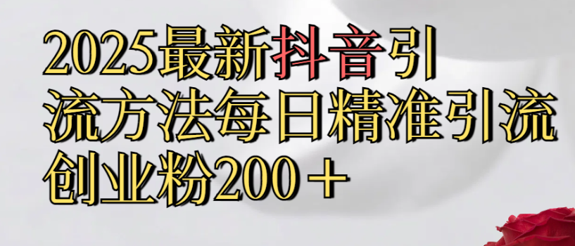 2025最新抖音引流,方法每日精准引流创业粉300＋-盈途副业网