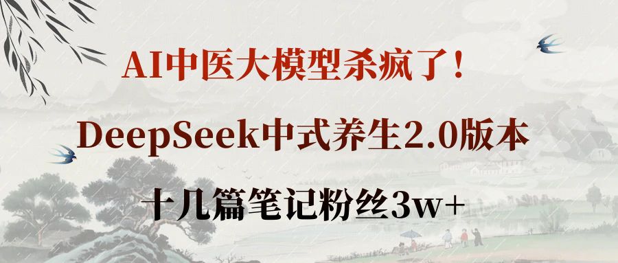 AI中医大模型杀疯了!DeepSeek中式养生2.0版本,十几篇笔记粉丝3w+-盈途副业网