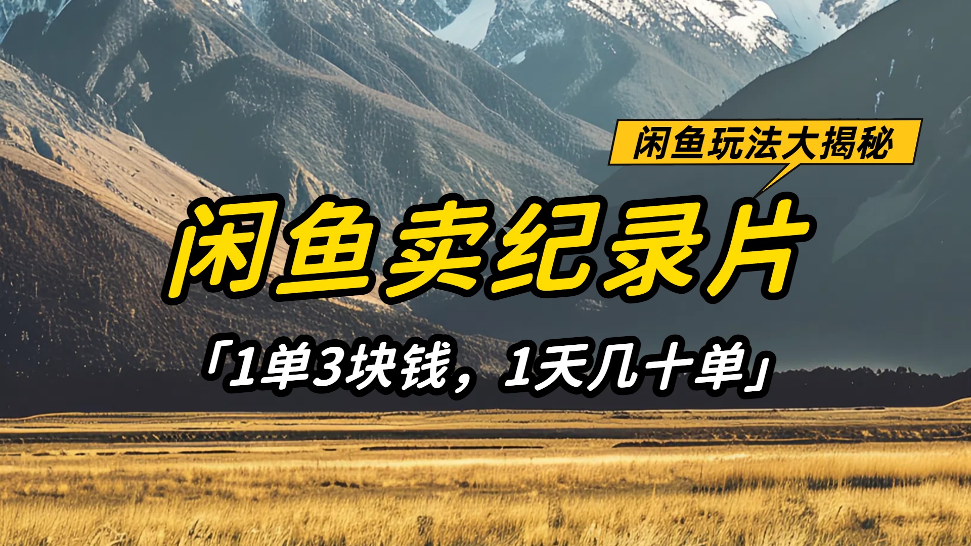 闲鱼卖纪录片1单3块钱,1天几十单,项目稳定有潜力-盈途副业网