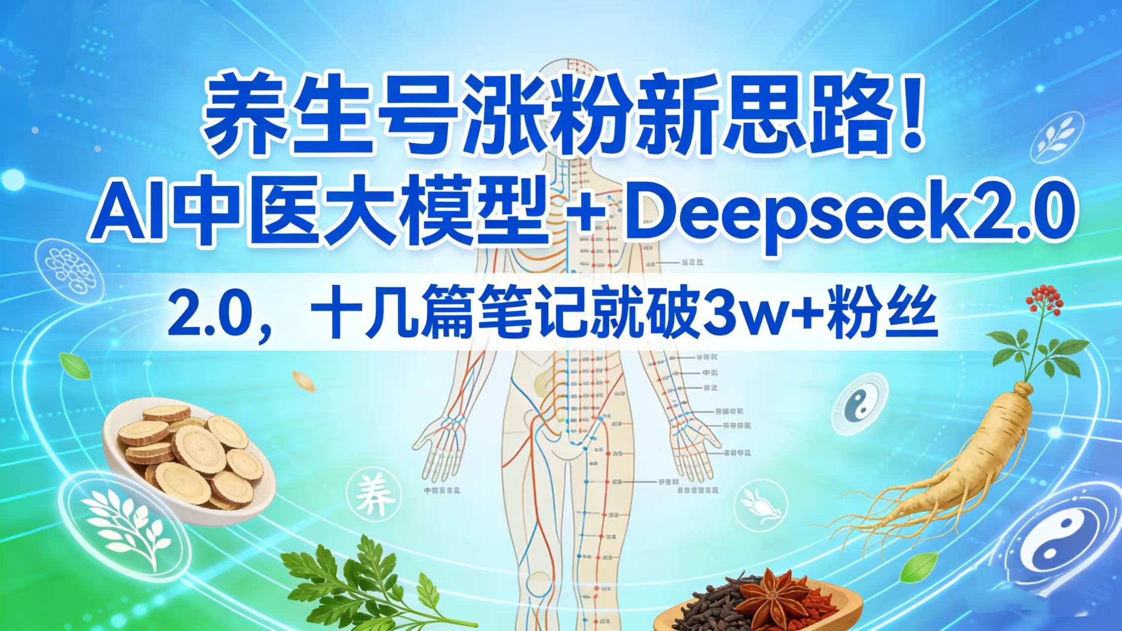 养生号涨粉新思路!AI 中医大模型 + Deepseek 2.0,十几篇笔记就破 3w + 粉丝-盈途副业网