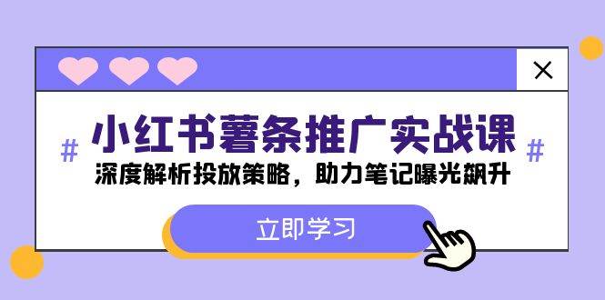 小红书-薯 条 推 广 实战课：深度解析投放策略，助力笔记曝光飙升-盈途副业网