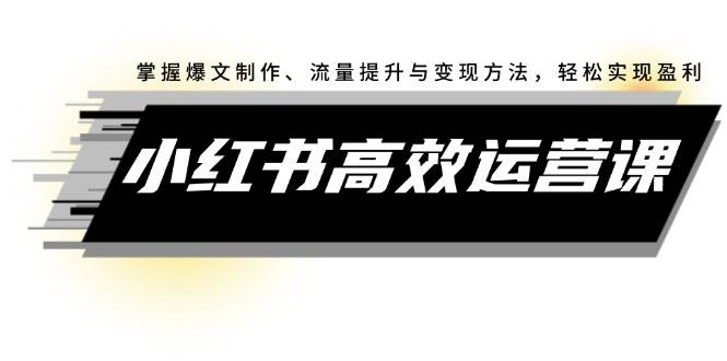 小红书高效运营课：掌握爆文制作、流量提升与变现方法，轻松实现盈利-盈途副业网
