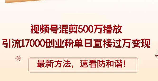 精华帖视频号混剪500万播放引流17000创业粉，单日直接过万变现，最新方…-盈途副业网